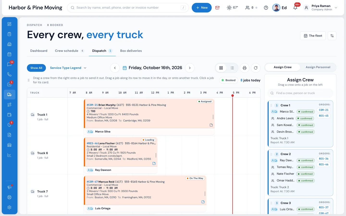 MoveBoard Dispatch screen